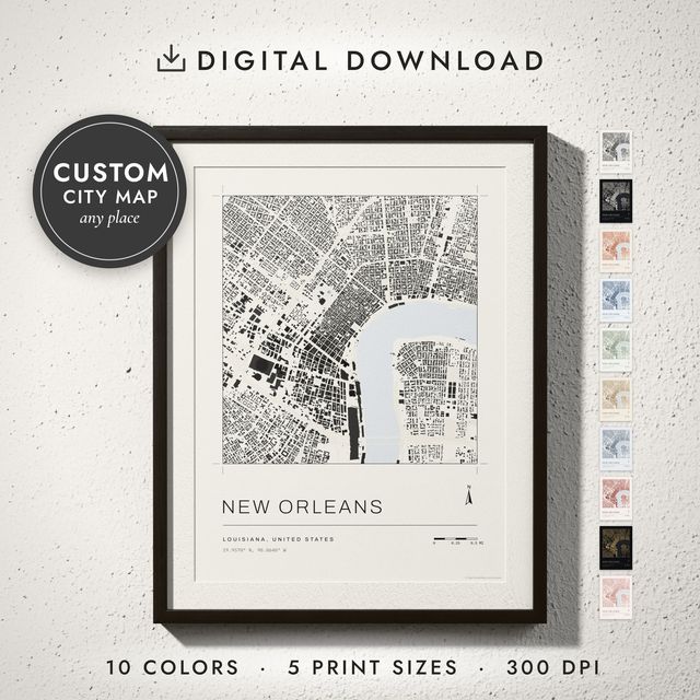 Architectural City Map: framed print on a wall