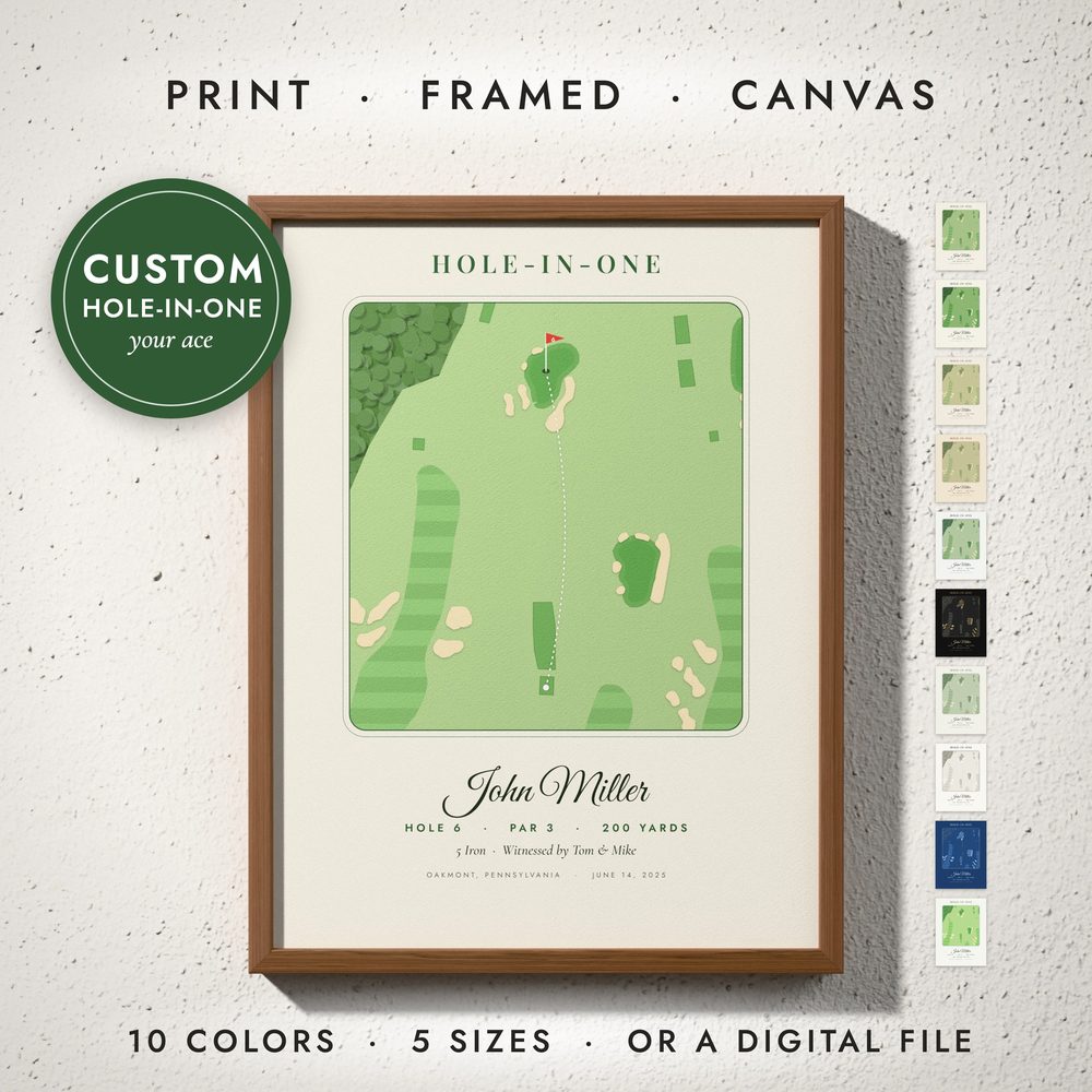 Hole-in-One Print: framed print on a wall