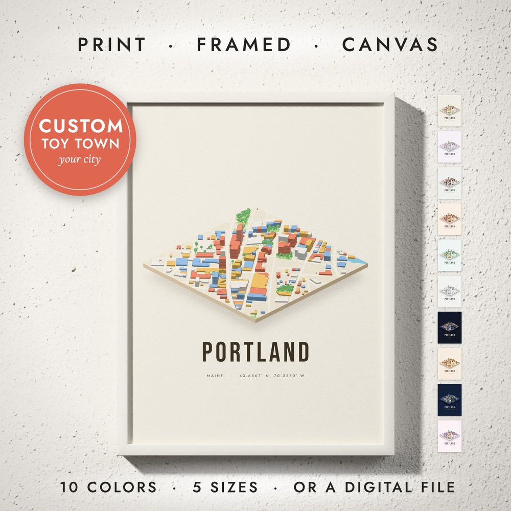 Isometric City Map: framed print on a wall
