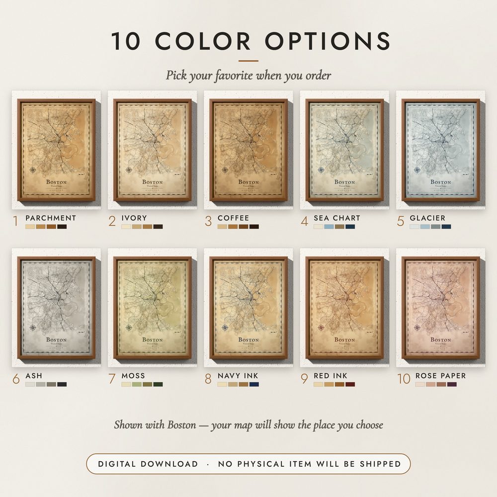 Old Parchment City Map: all ten colors