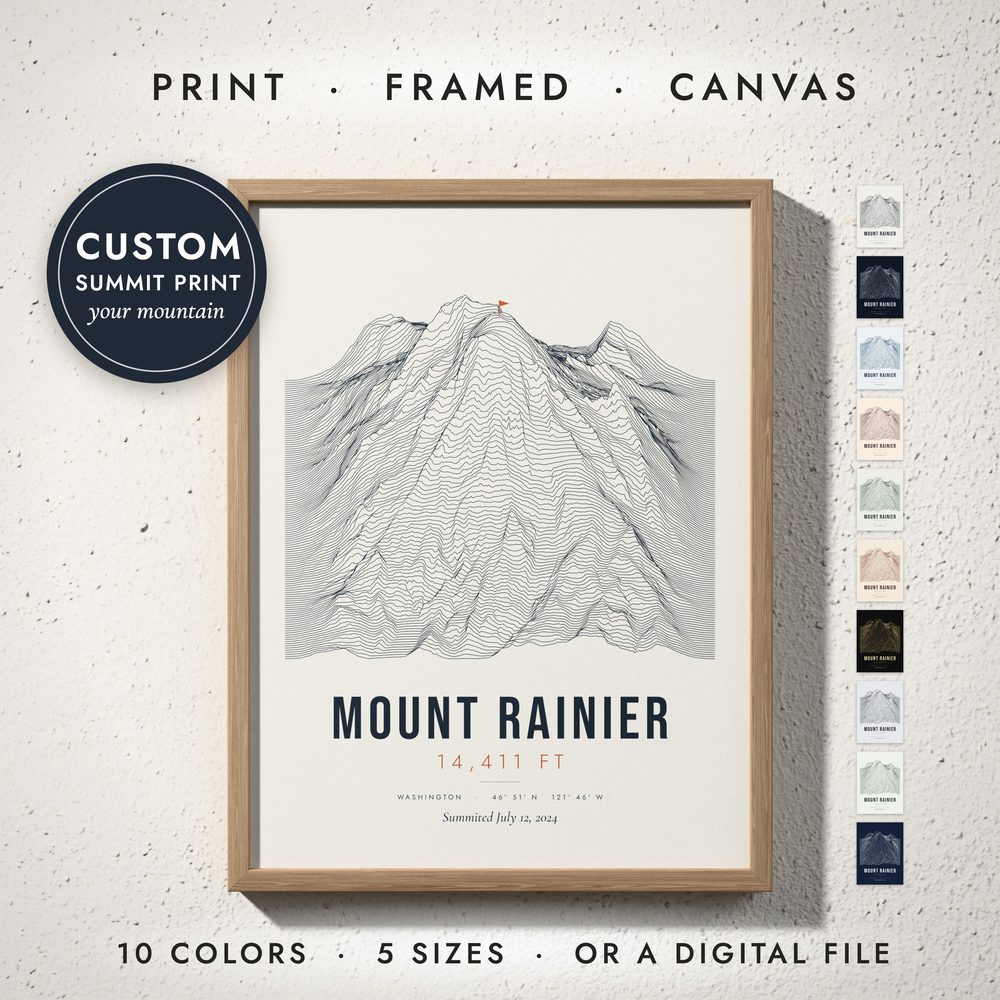 Mountain Summit Print: framed print on a wall