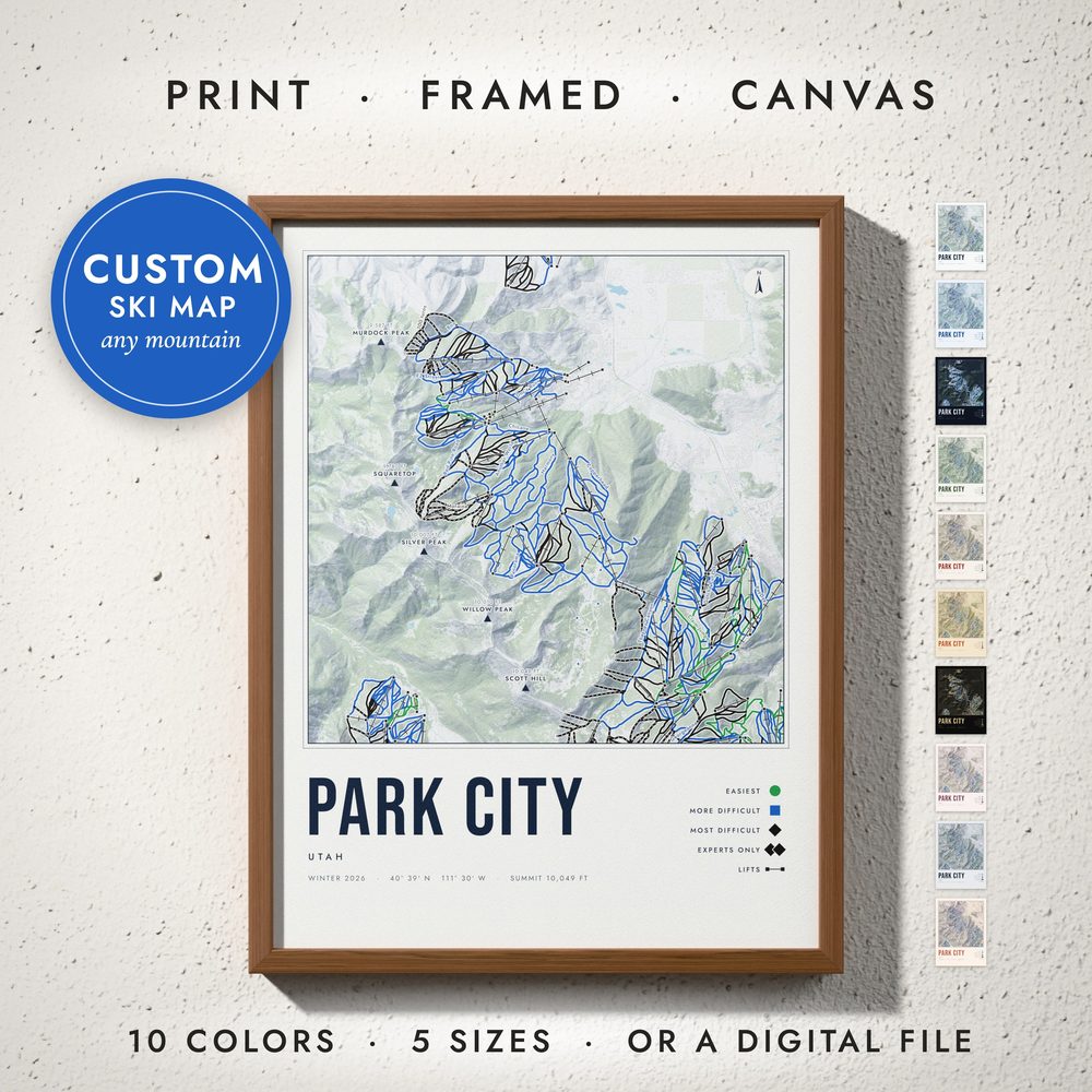 Ski Resort Map: framed print on a wall
