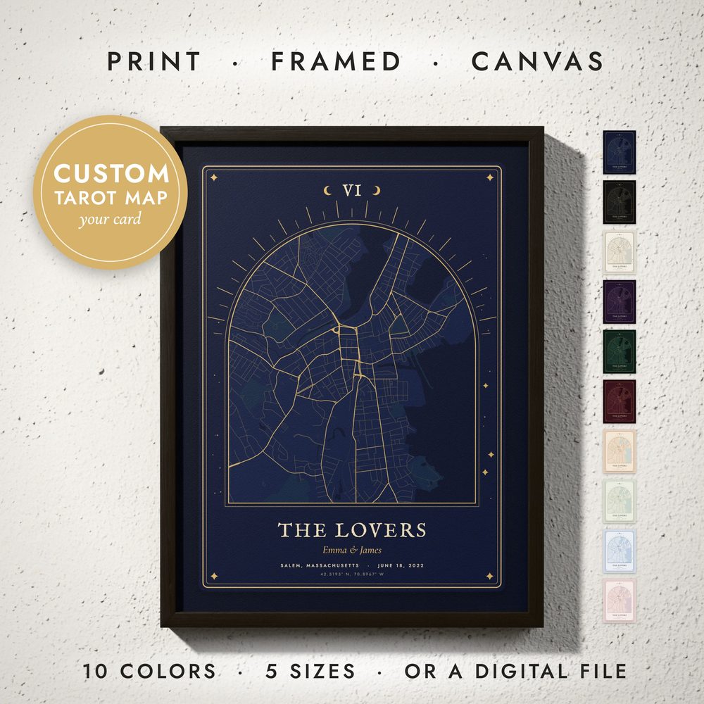 Tarot Card Map: framed print on a wall