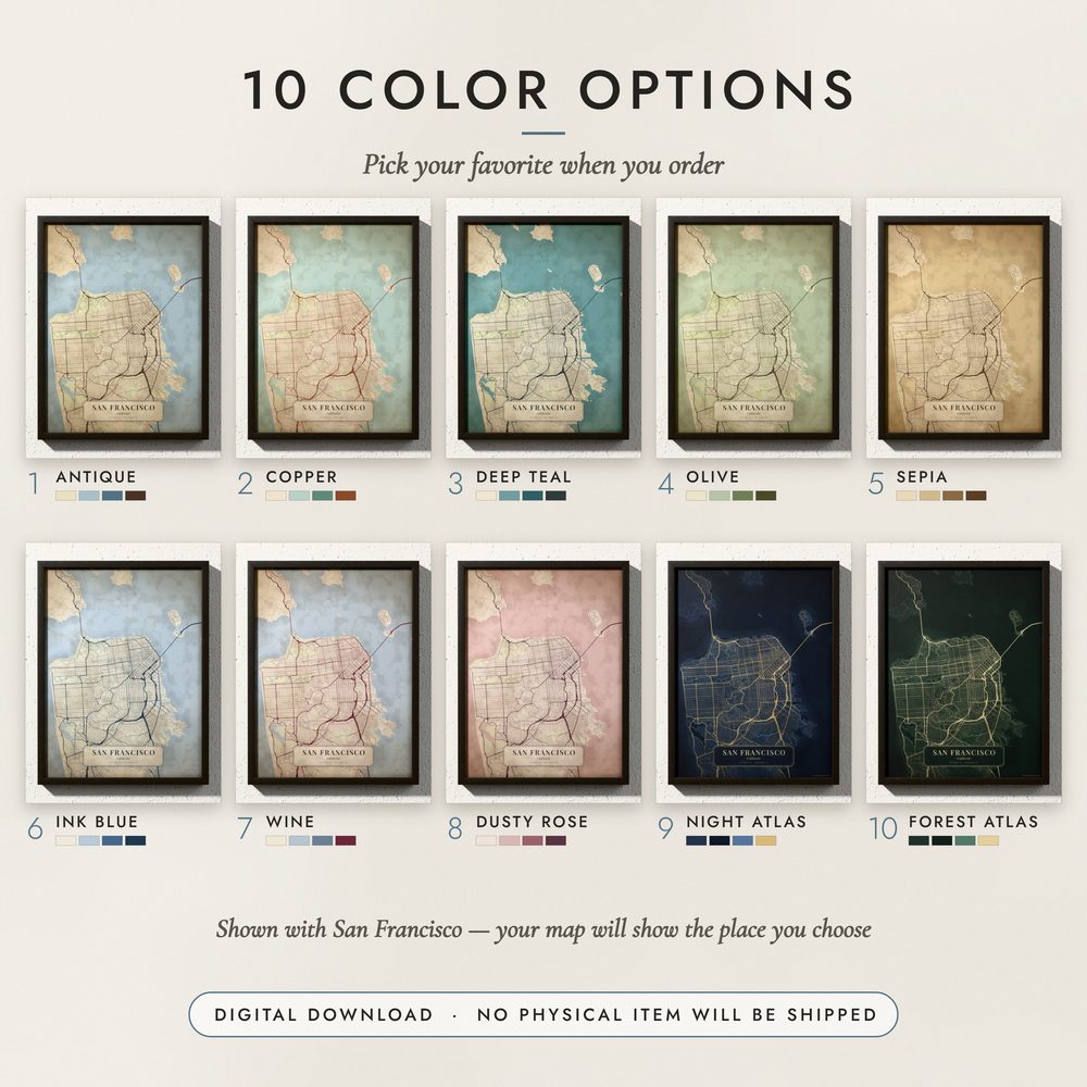 Antique Atlas City Map: all ten colors