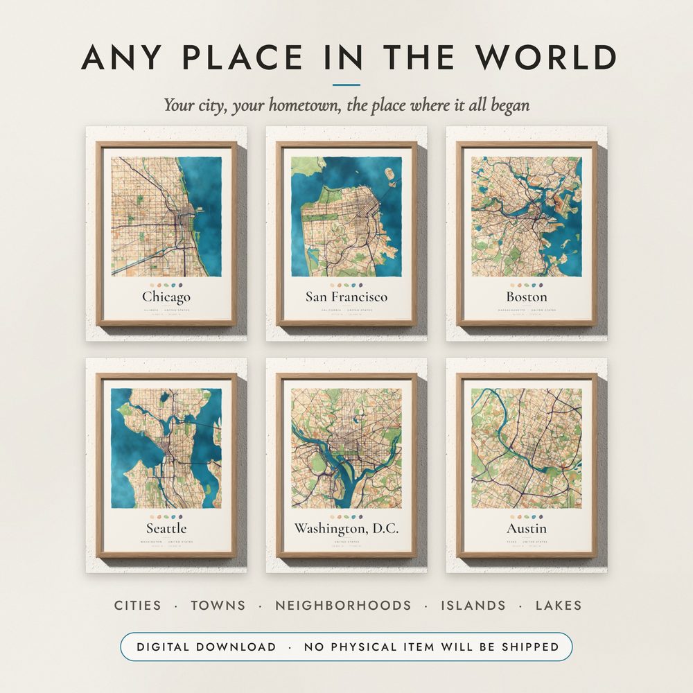 Watercolor City Map: examples for other places